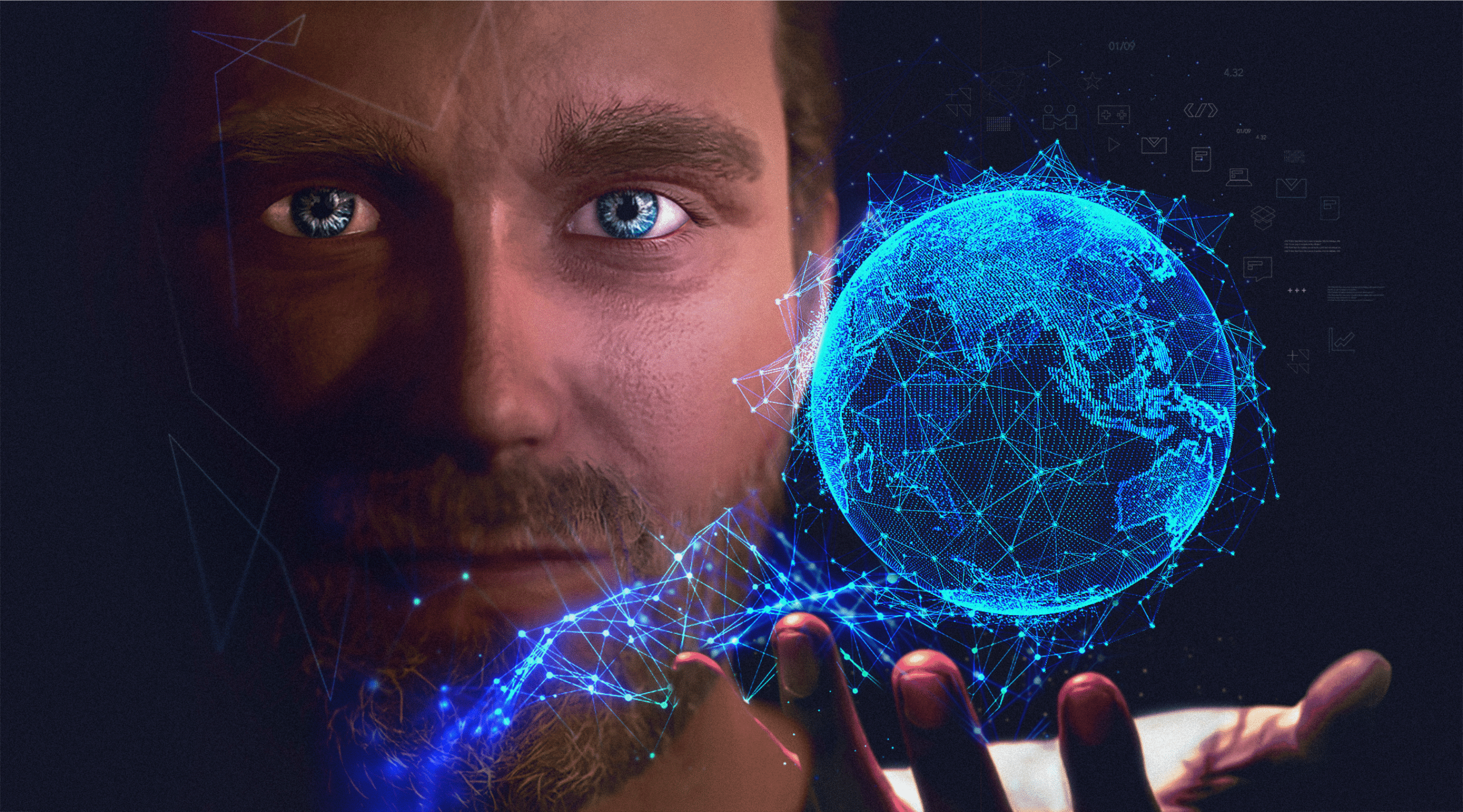 AI visual man and earth