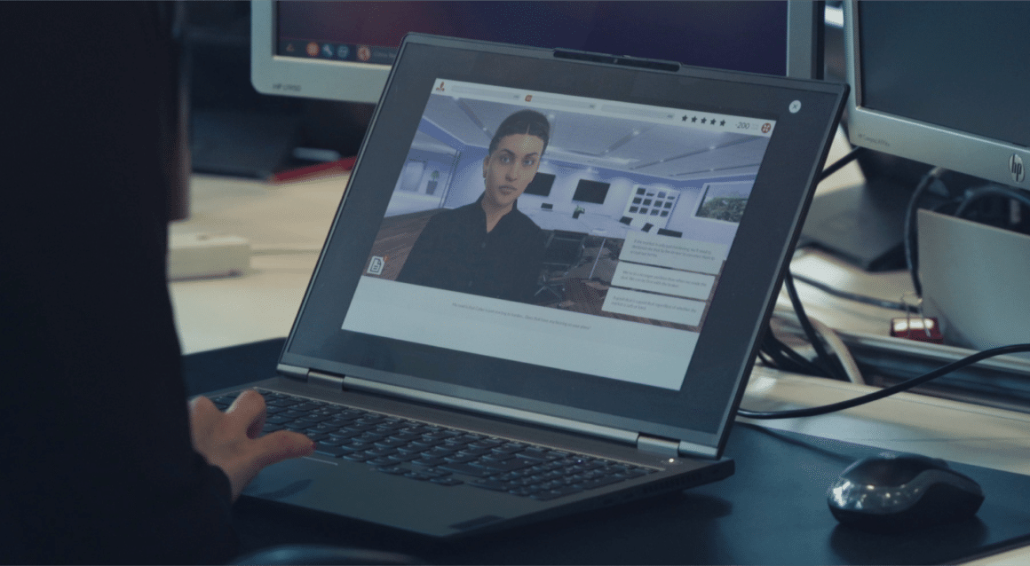 Hiscox attensi game on a laptop