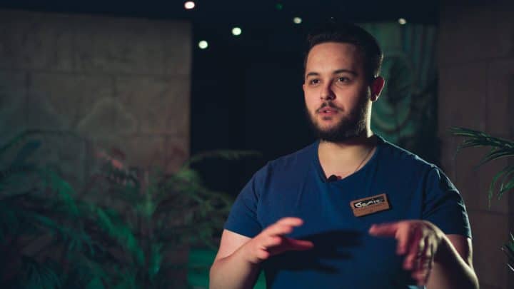 Tree top Jamie man speaking