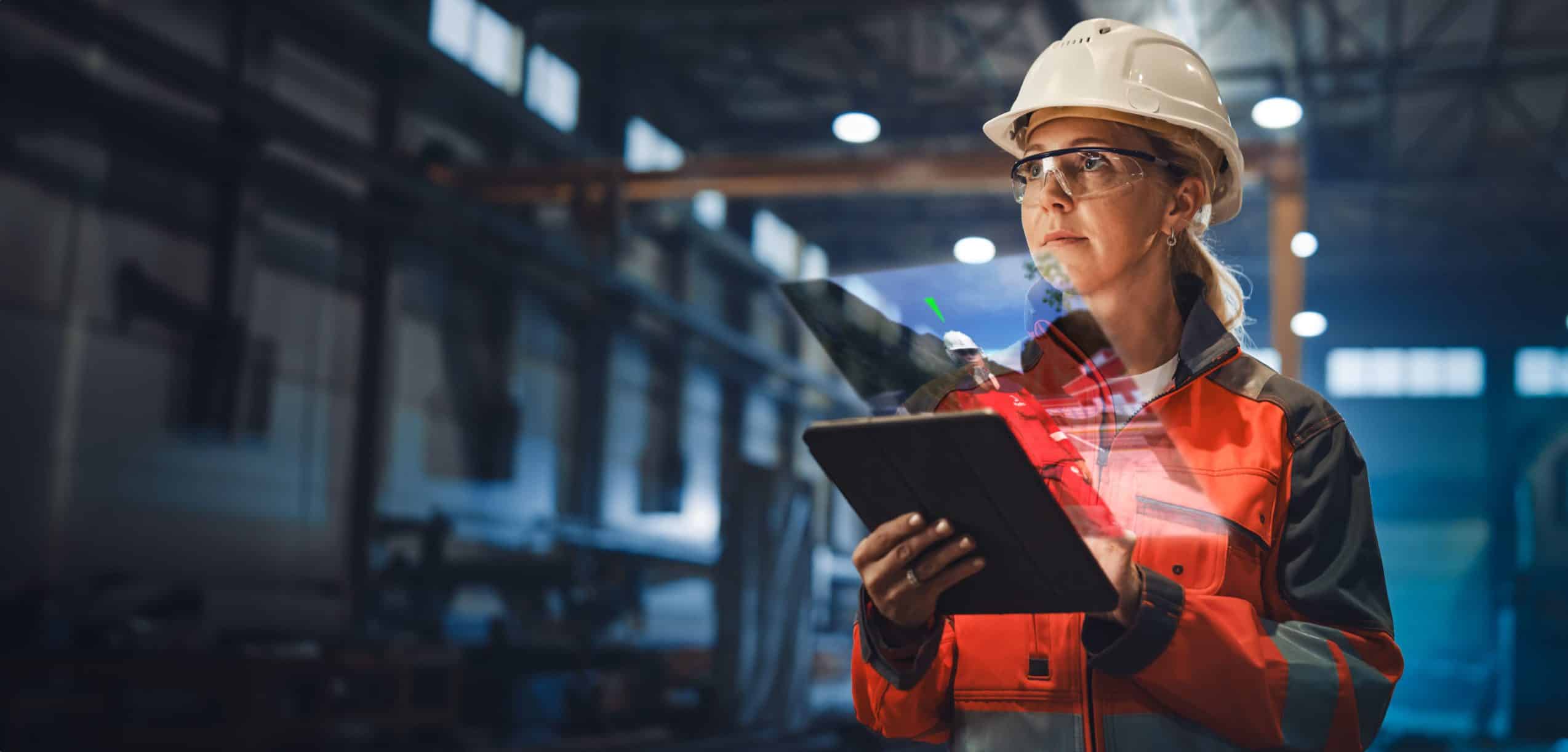 energy header woman smiling ipad